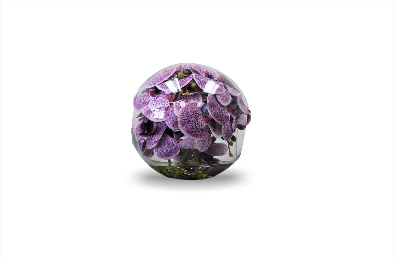 Vase Crosswinds 10" aux orchidées violettes