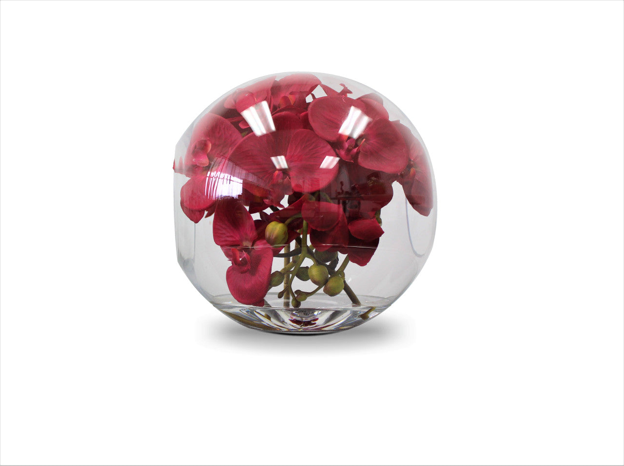 Vase Crosswinds 12" aux orchidées rouges
