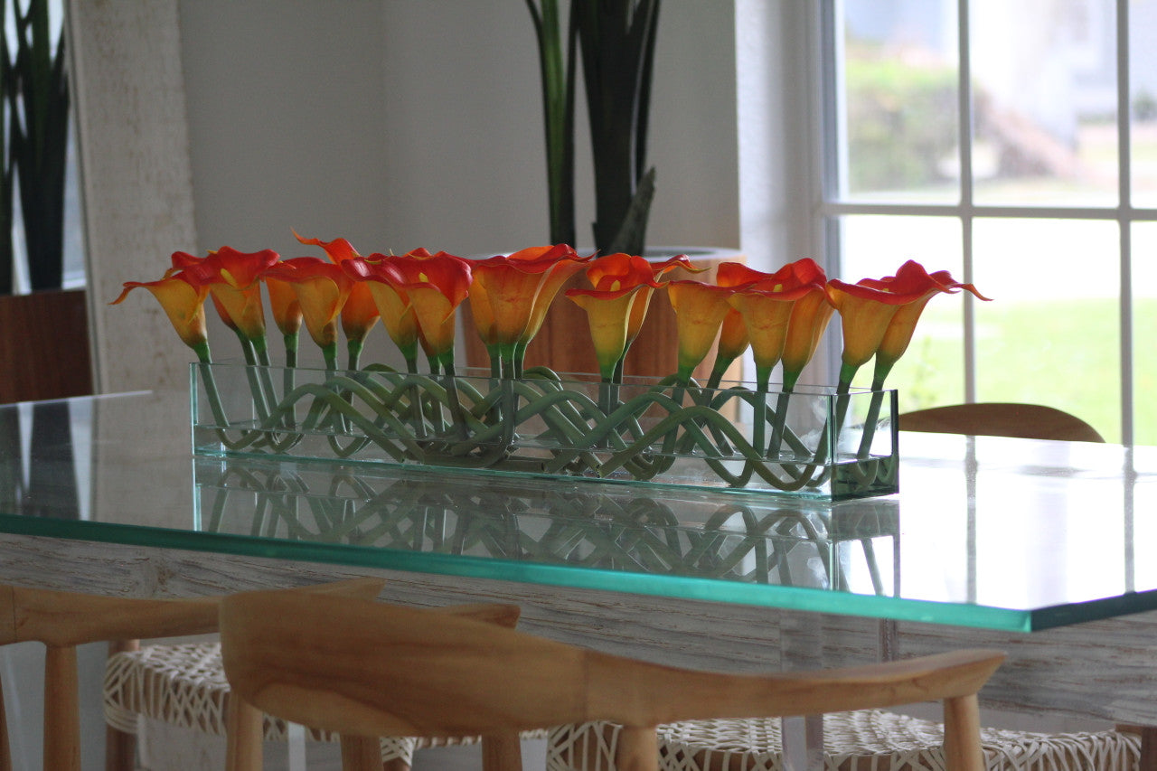 Cache-pot en verre plat Casa Moderna 36" aux callas mangue