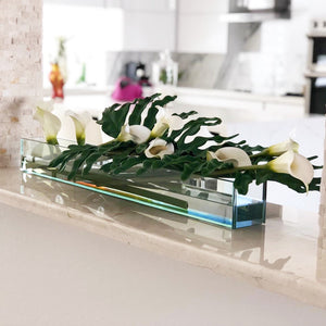 Cache-pot en verre plat Casa Moderna 36" aux callas blancs