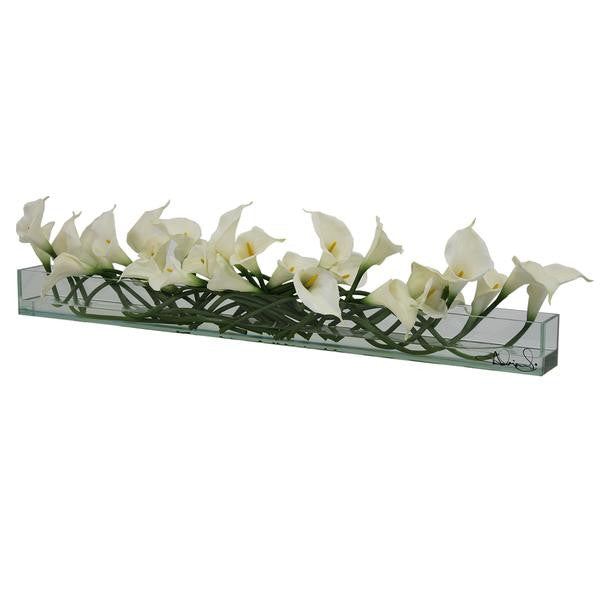 Cache-pot en verre plat Casa Moderna 48" aux callas blancs