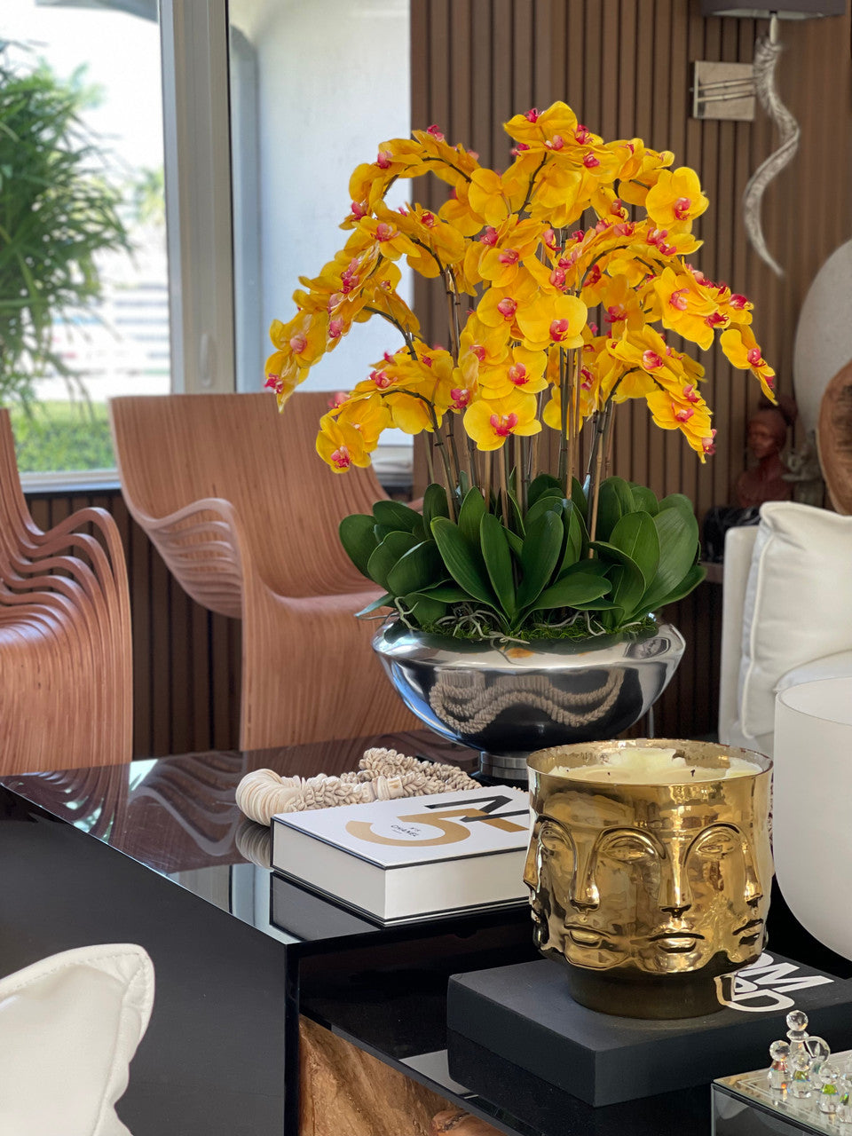 Coupe Avenue aux orchidées Phalaenopsis orange