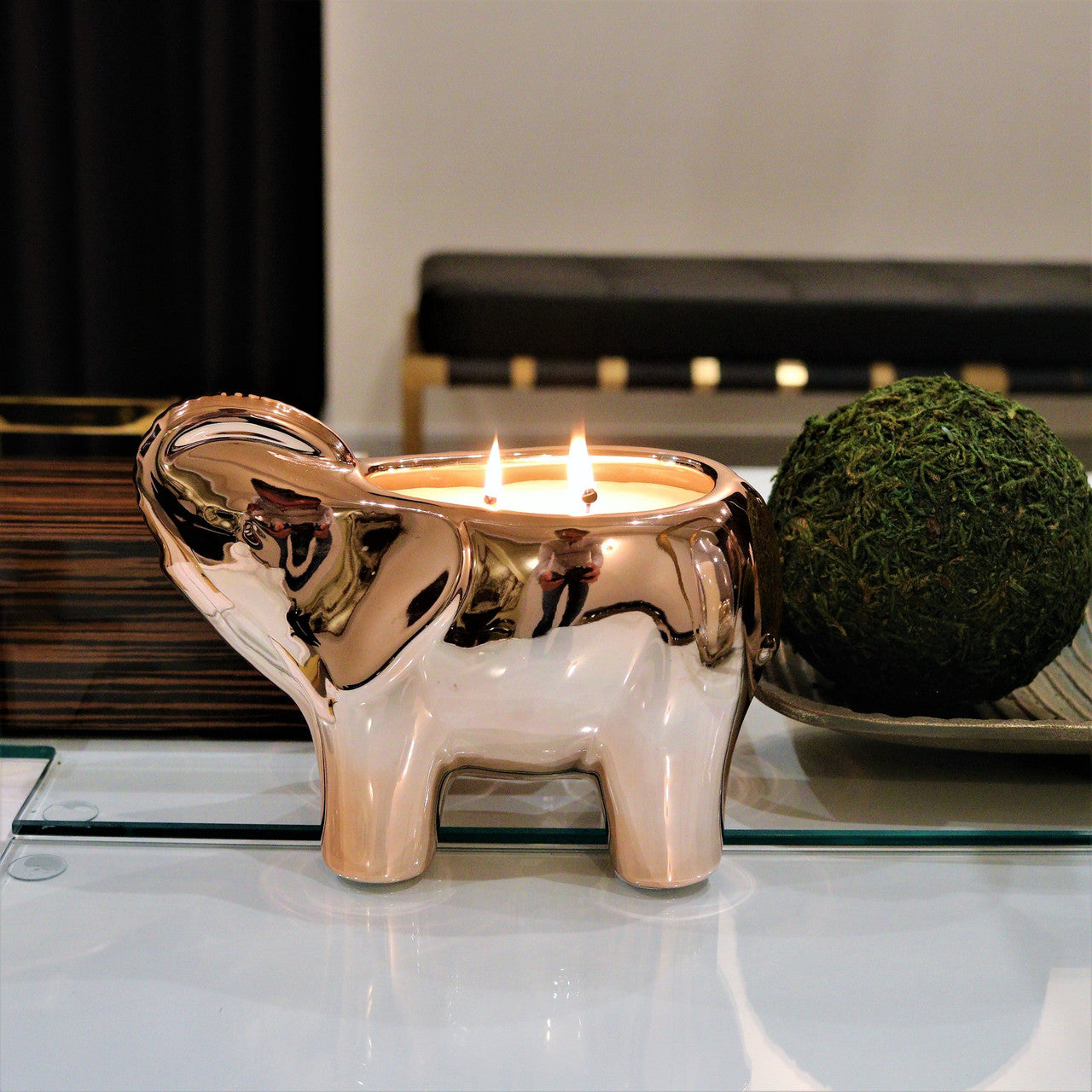 Bougie éléphant doré