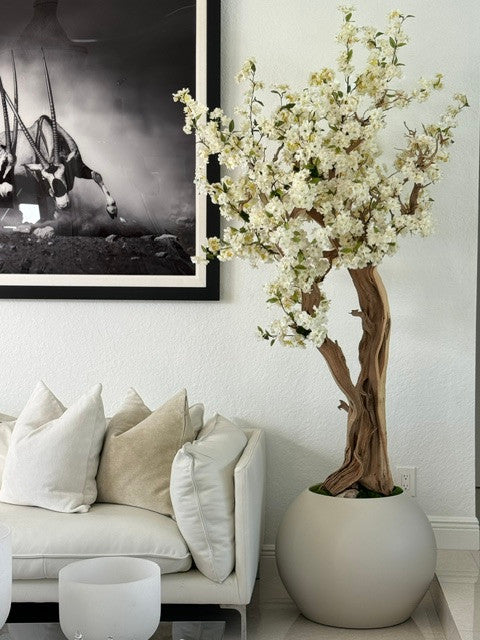 Globe beige mat au cerisier en fleurs sur mesure